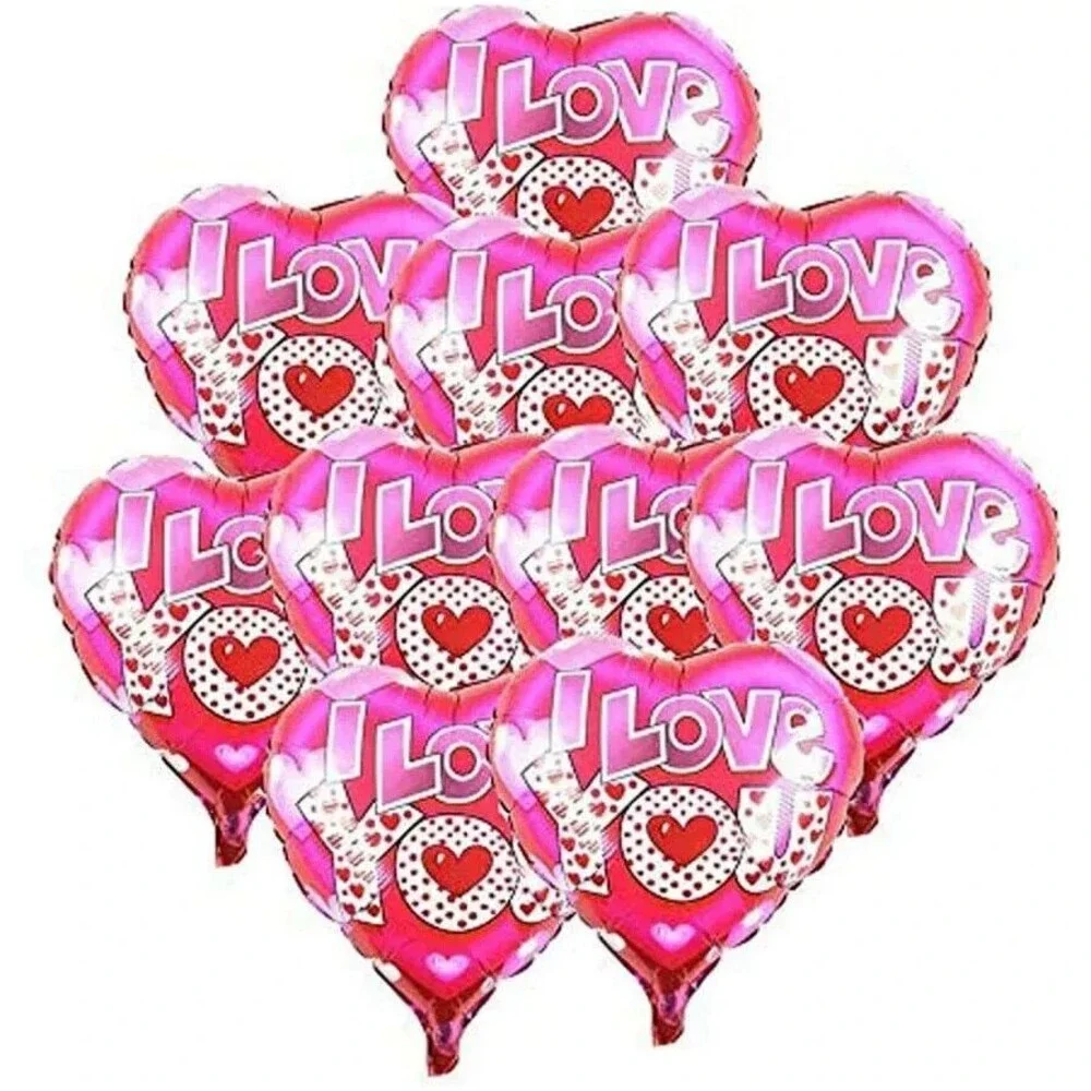 Set of 10 Heart Foil 'I Love You